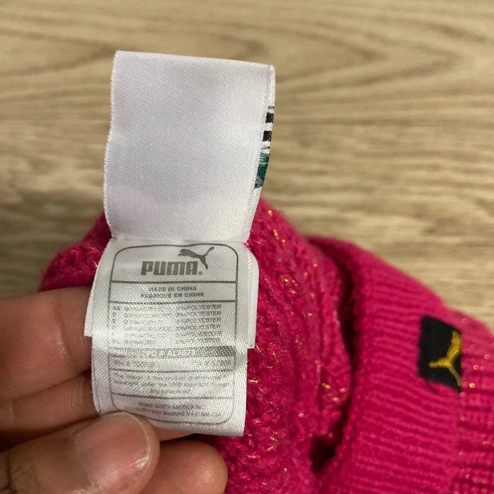 Puma Beanie GILRS OSFA Pink Gold‎ Metallic Sparkle Ribbed Knit Hat USWGR